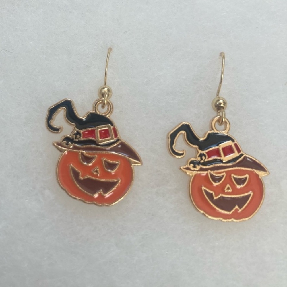 Halloween Pumpkin Witch Earrings